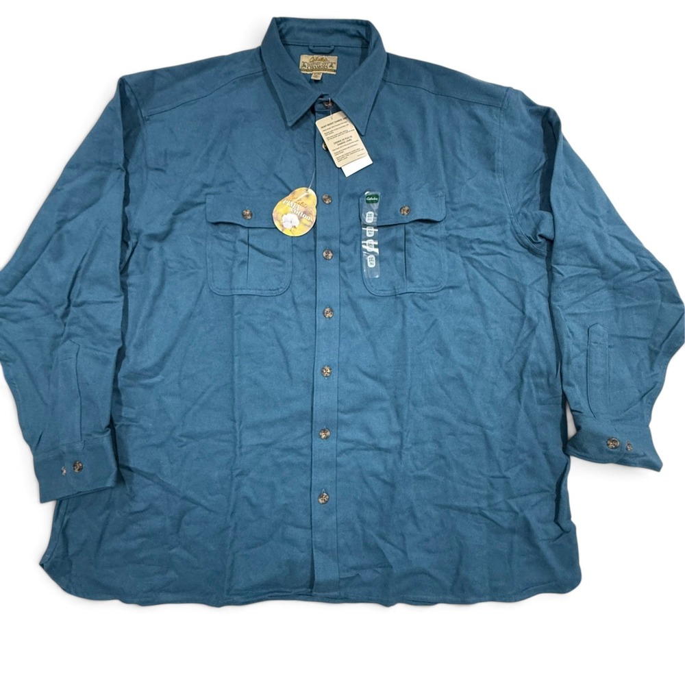 Cabelas Mens 3XLT Heavyweight II Chamois Shirt Blue Pima Cotton SH327 NEW